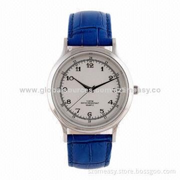 Traditional Stainless Steel Watch with Genuine Leather Band